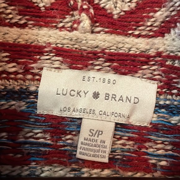 Lucky Brand Southwestern Aztec Long Open Front Cardigan Sweater Size S. - Picture 3 of 10
